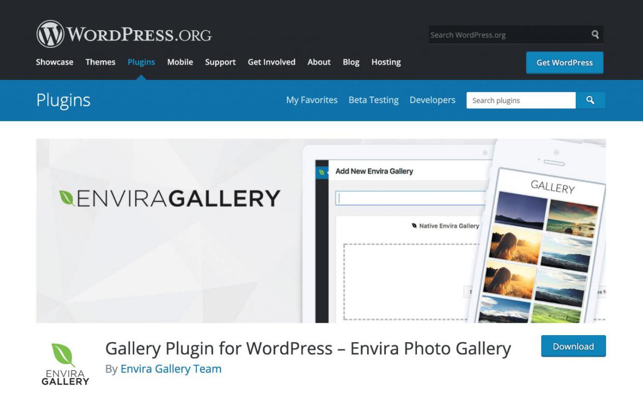 Envira Photo Gallery for WordPress 可在 wordpress.org 下载
